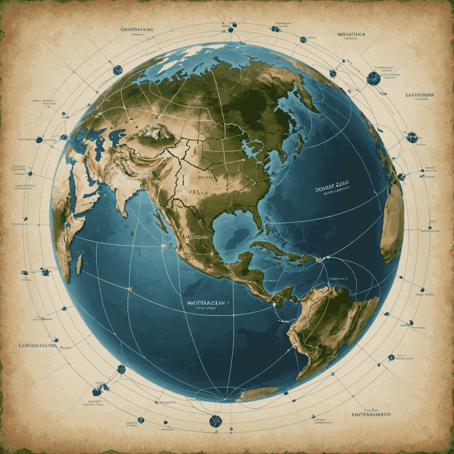 Imagen que muestra un mapa mundial con líneas de conexión que emanan desde México hacia diferentes países, representando la expansión global de productos digitales.